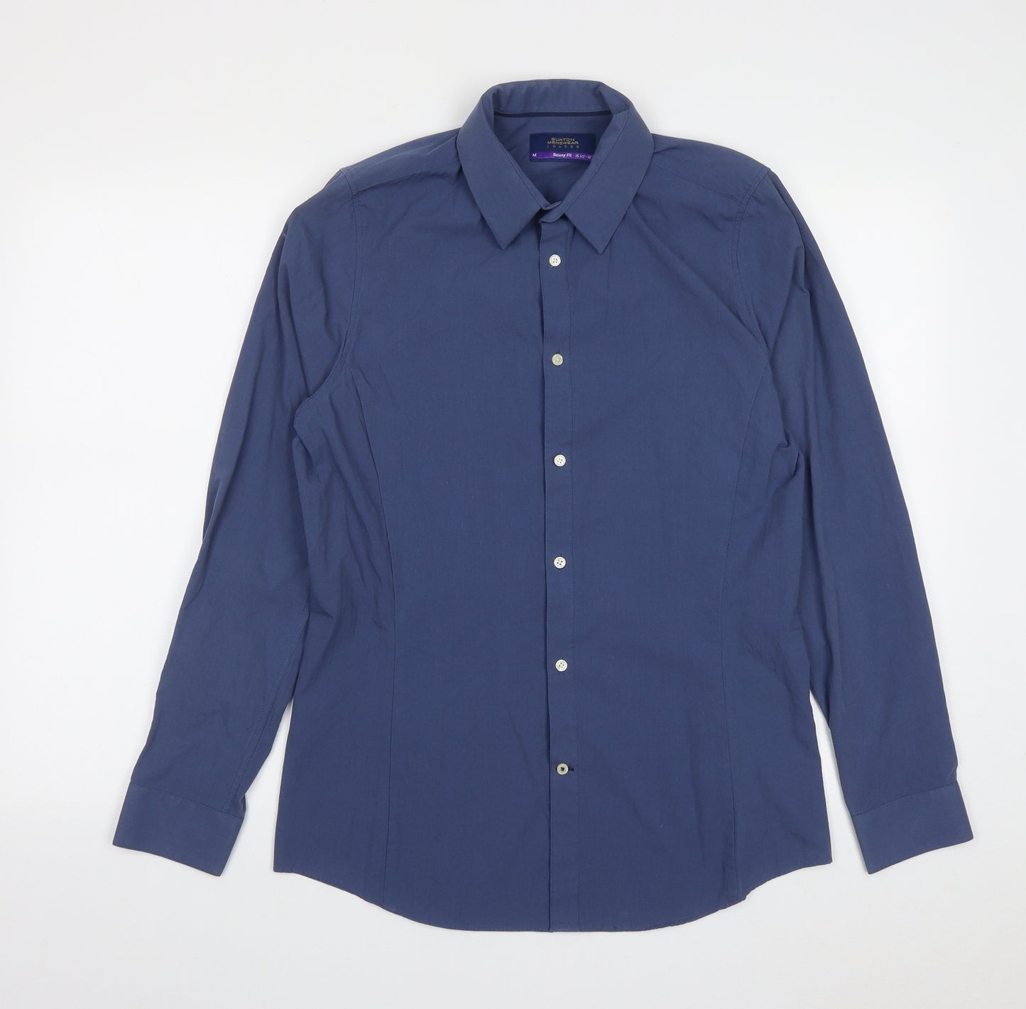 Burton Mens Blue  Polyester  Button-Up Size M Collared Button