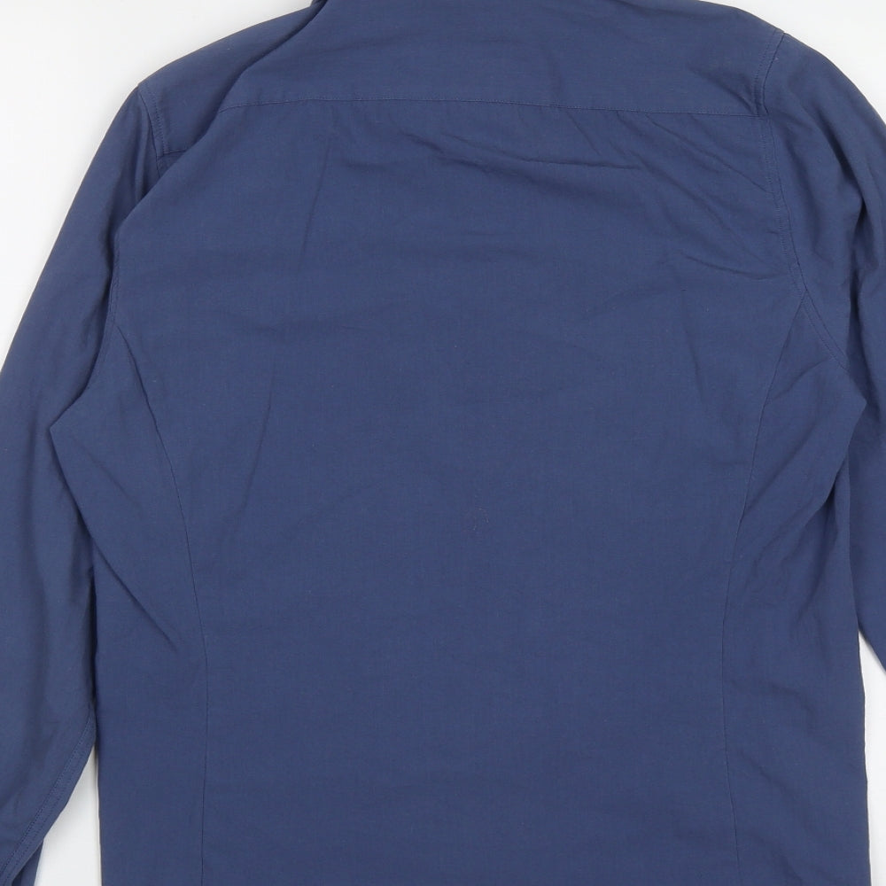 Burton Mens Blue  Polyester  Button-Up Size M Collared Button