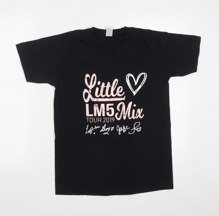 Fruit of the Loom Womens Black Cotton Basic T-Shirt Size S Round Neck - Little Mix