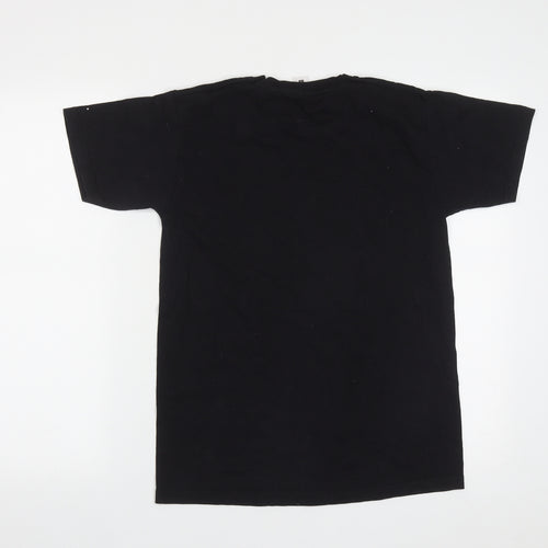 Fruit of the Loom Womens Black  Cotton Basic T-Shirt Size S Round Neck - Little Mix