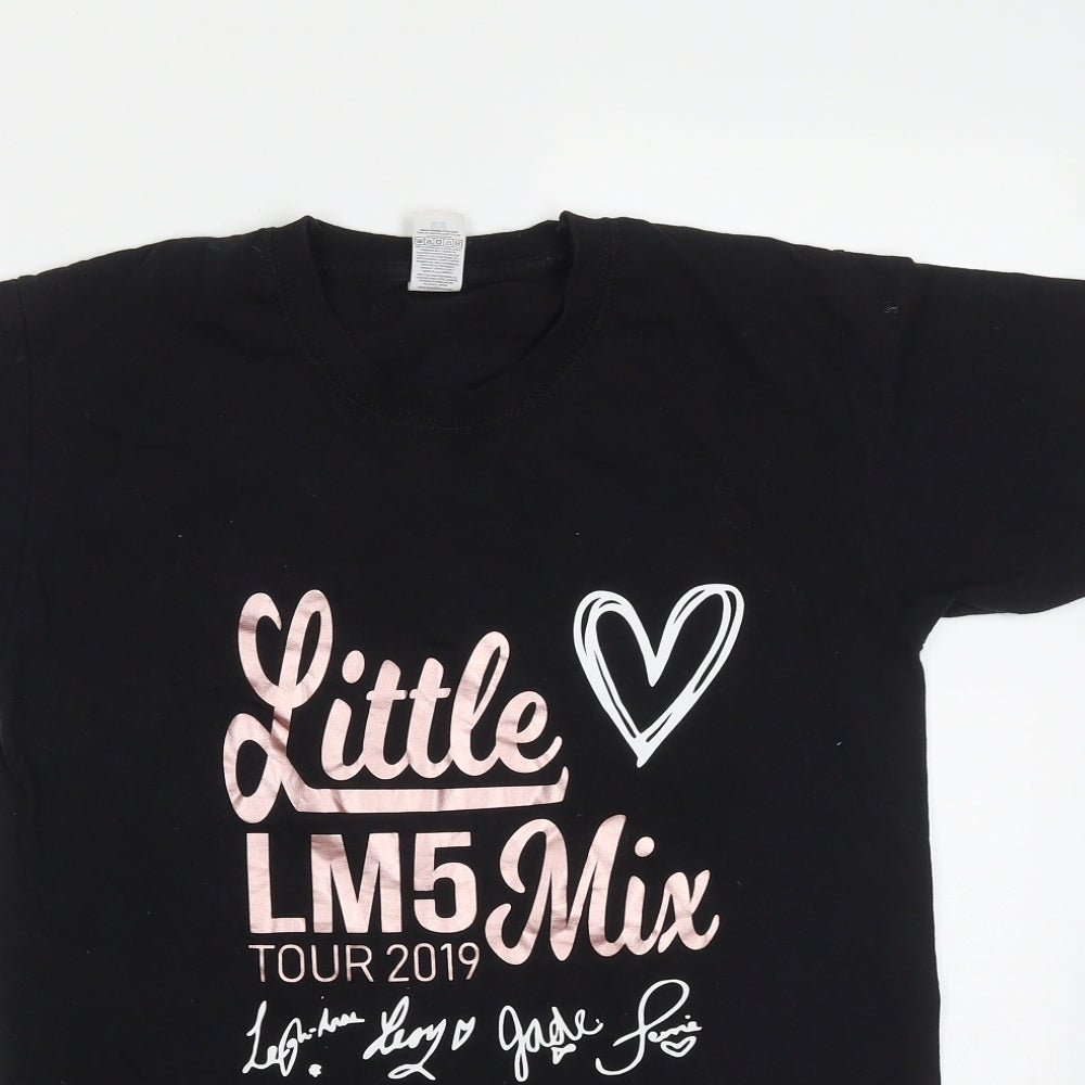 Fruit of the Loom Womens Black  Cotton Basic T-Shirt Size S Round Neck - Little Mix