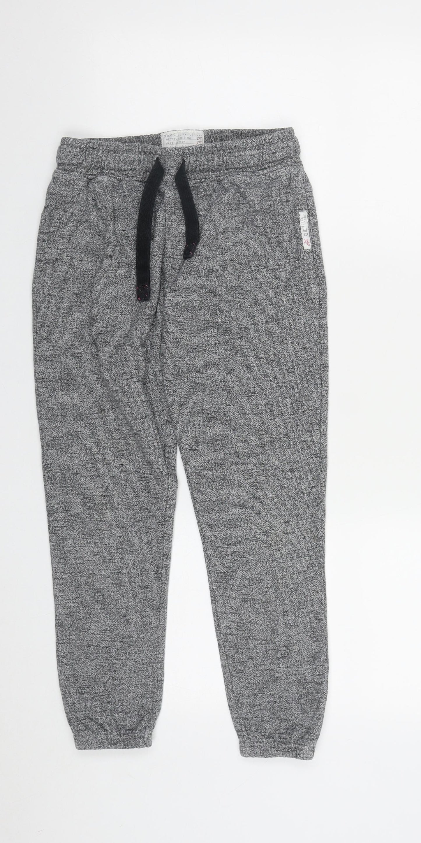 NEXT Girls Grey  Cotton Jogger Trousers Size 10 Years L23 in Regular Drawstring