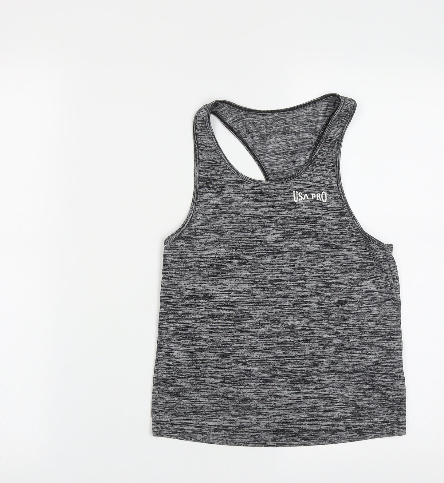 USA Pro Girls Grey  Polyester Basic Tank Size 9-10 Years Round Neck