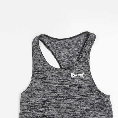 USA Pro Girls Grey  Polyester Basic Tank Size 9-10 Years Round Neck
