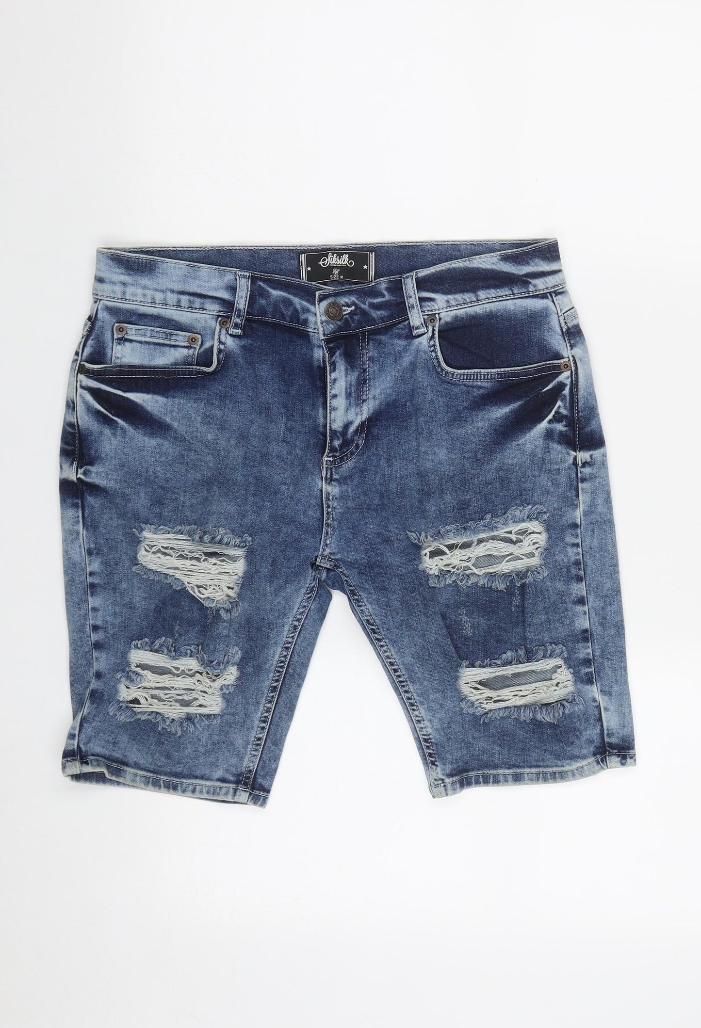 SikSilk Mens Blue  Cotton Bermuda Shorts Size M L9 in Regular Zip
