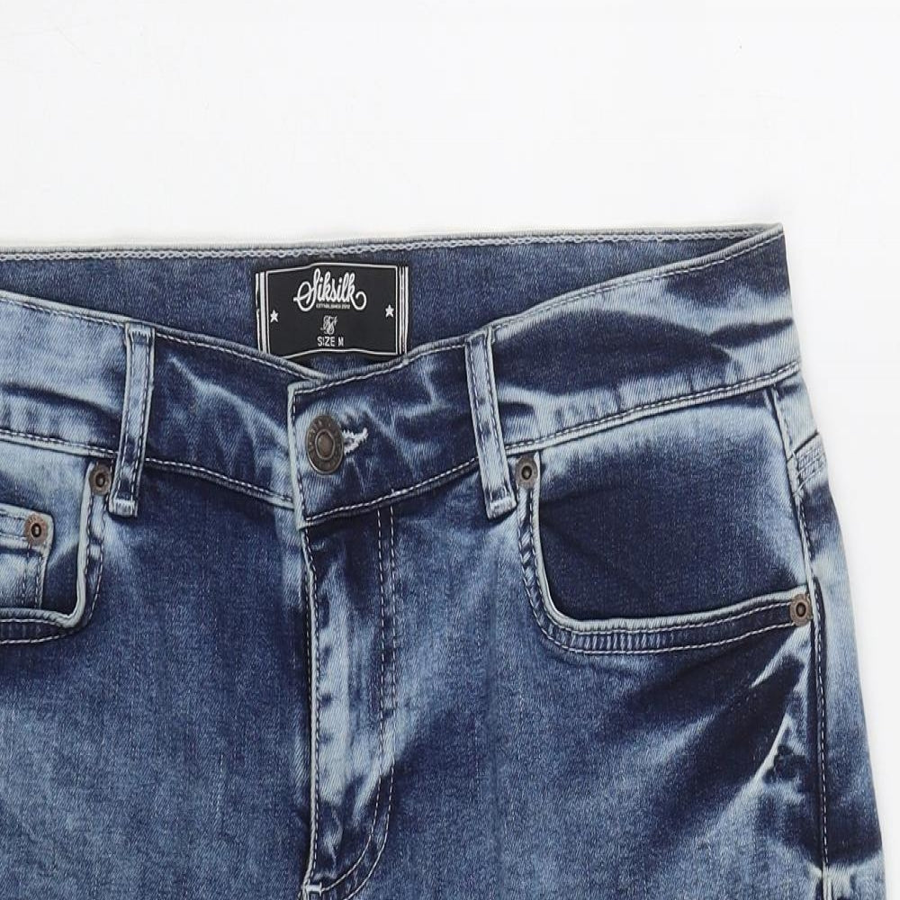 SikSilk Mens Blue  Cotton Bermuda Shorts Size M L9 in Regular Zip
