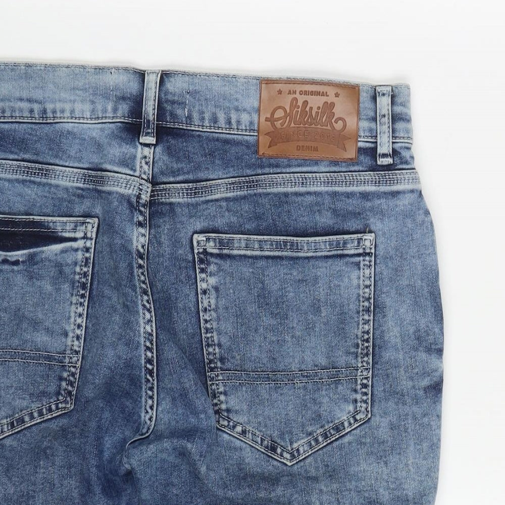 SikSilk Mens Blue  Cotton Bermuda Shorts Size M L9 in Regular Zip