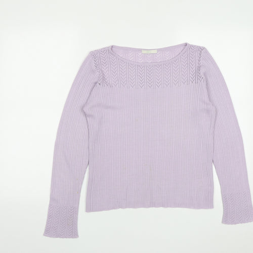 Marks and Spencer Womens Purple Round Neck  Acrylic Pullover Jumper Size 14