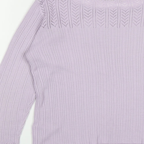 Marks and Spencer Womens Purple Round Neck  Acrylic Pullover Jumper Size 14