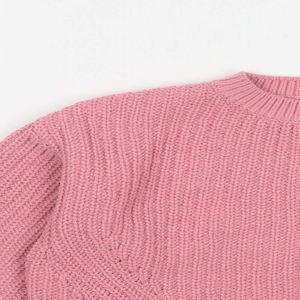 F&F Girls Pink Round Neck  Cotton Pullover Jumper Size 9-10 Years