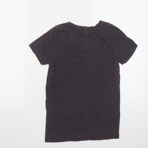 New Look Womens Purple  Cotton Basic T-Shirt Size 6 Round Neck