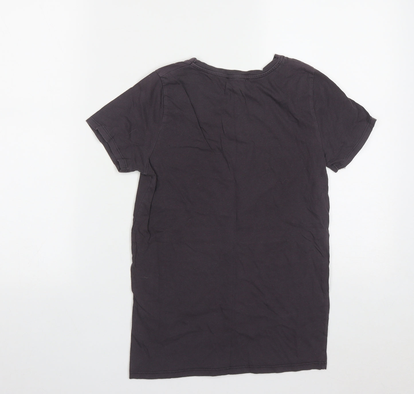 New Look Womens Purple  Cotton Basic T-Shirt Size 6 Round Neck