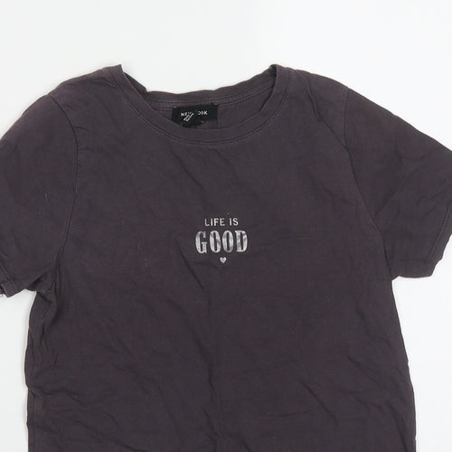 New Look Womens Purple  Cotton Basic T-Shirt Size 6 Round Neck