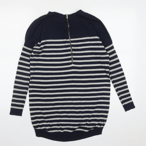 Primark Womens Multicoloured Round Neck Striped Cotton Pullover Jumper Size S