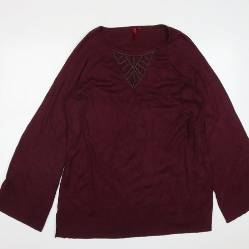 Love Scarlett Womens Purple V-Neck  Rayon Pullover Jumper Size XL