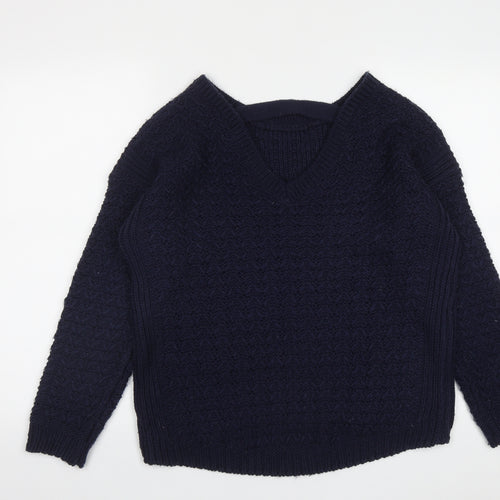 New Look Womens Blue Round Neck  Acrylic Pullover Jumper Size M