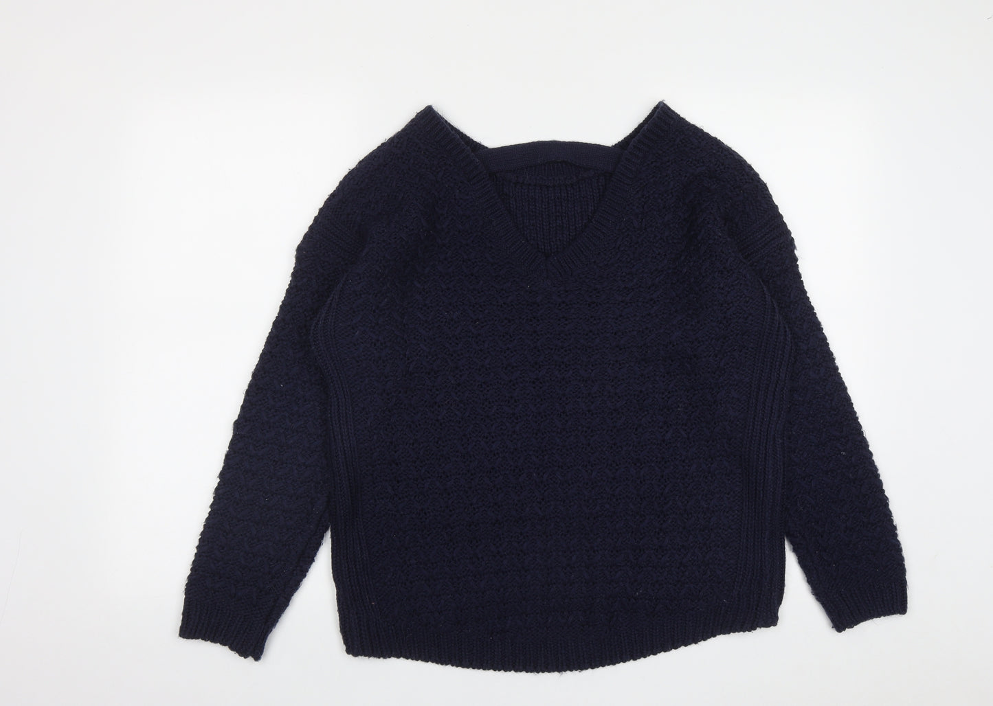 New Look Womens Blue Round Neck  Acrylic Pullover Jumper Size M