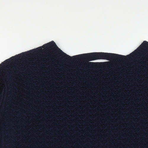 New Look Womens Blue Round Neck  Acrylic Pullover Jumper Size M