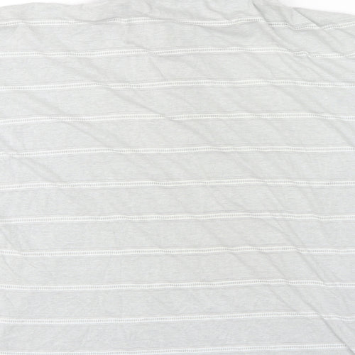 Preworn Mens Grey Striped Polyester  Polo Size L Collared