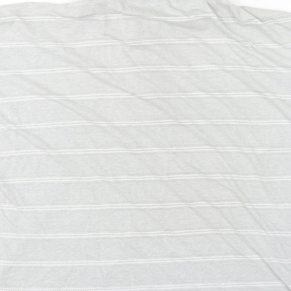 Preworn Mens Grey Striped Polyester  Polo Size L Collared