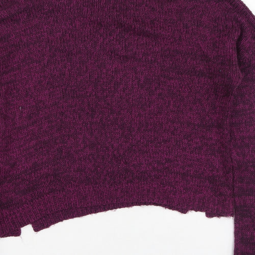 New Look Womens Purple Round Neck  Acrylic Pullover Jumper Size 10