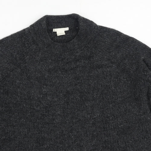 H&M Womens Grey Round Neck  Acrylic Pullover Jumper Size XS