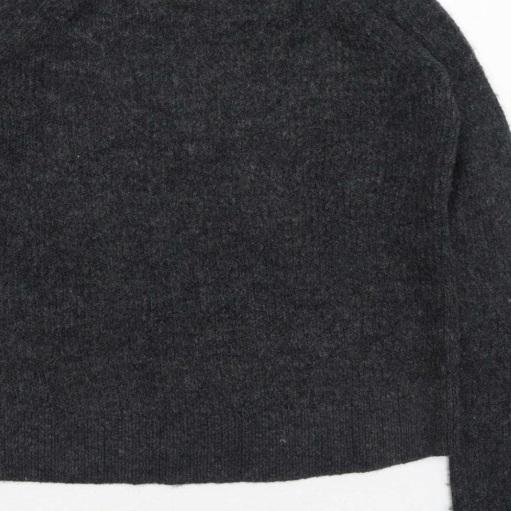 H&M Womens Grey Round Neck  Acrylic Pullover Jumper Size XS