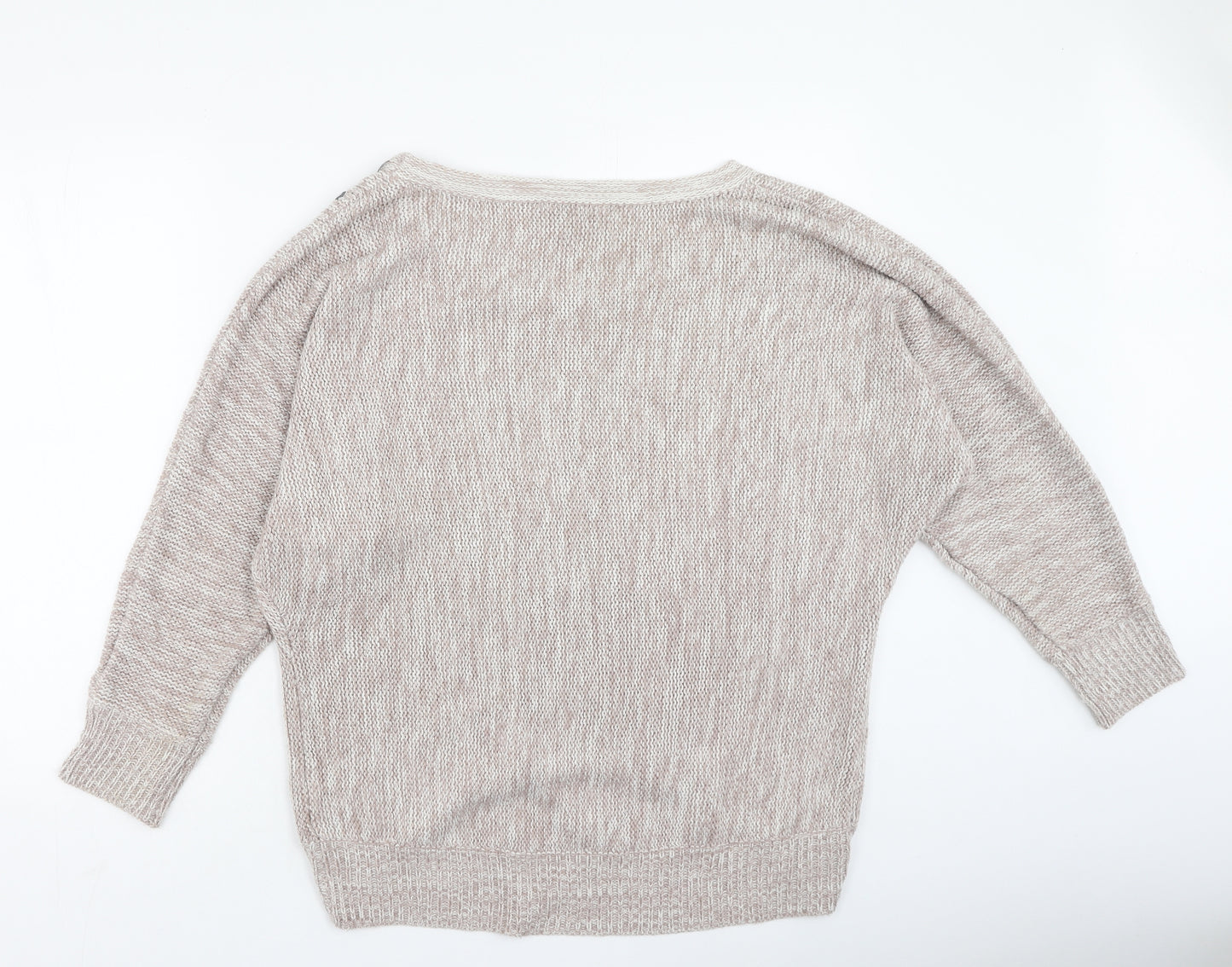 Peacocks Womens Beige Round Neck  Acrylic Pullover Jumper Size L