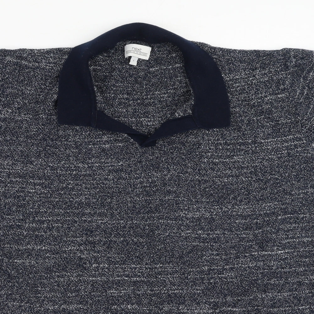 Next  Mens Blue  Cotton  T-Shirt Size L V-Neck