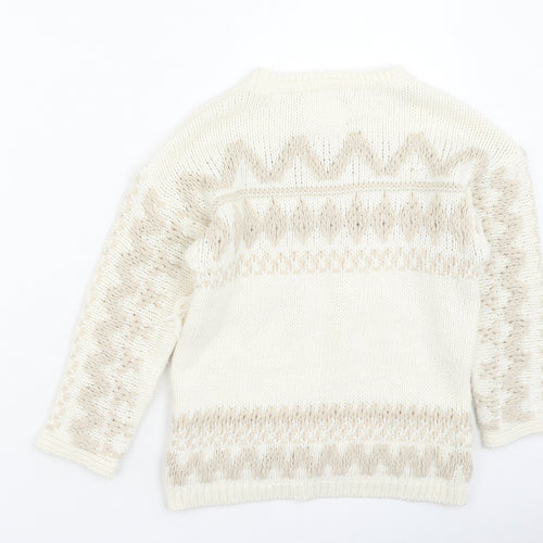 Zara Girls Beige Round Neck  Acrylic Pullover Jumper Size 7 Years