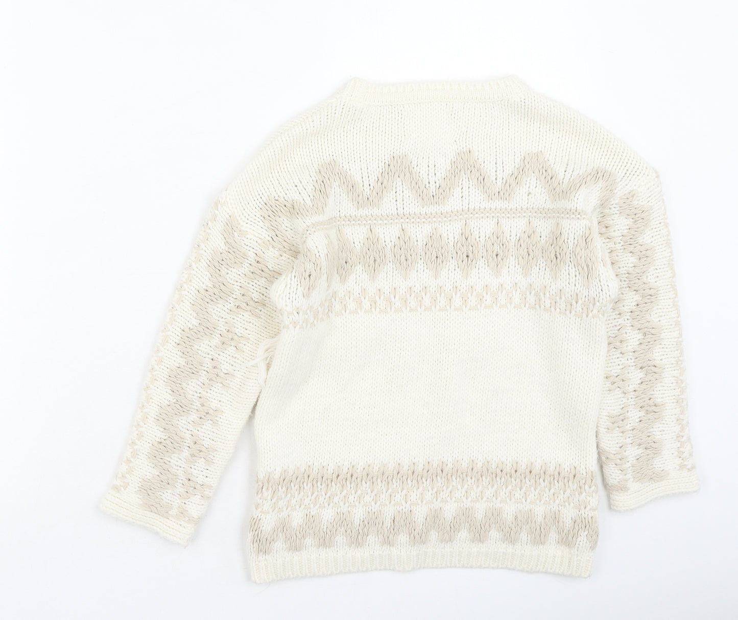 Zara Girls Beige Round Neck  Acrylic Pullover Jumper Size 7 Years