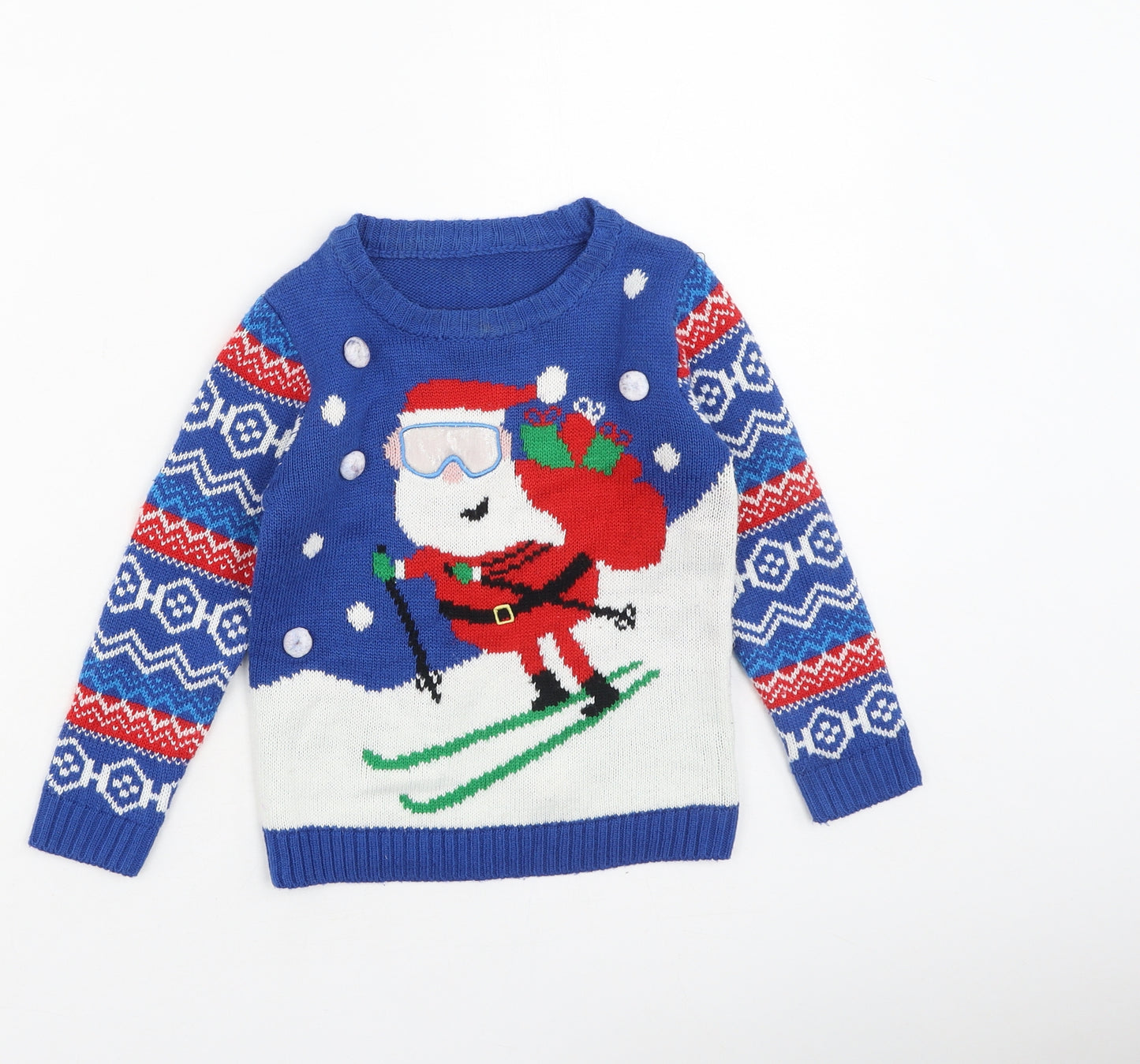 Dunnes Stores Boys Blue Round Neck  Cotton Pullover Jumper Size 5 Years   - Christmas Jumper