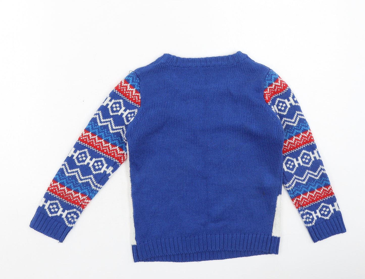 Dunnes Stores Boys Blue Round Neck  Cotton Pullover Jumper Size 5 Years   - Christmas Jumper