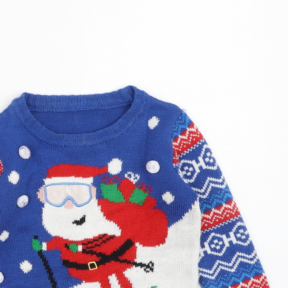 Dunnes Stores Boys Blue Round Neck  Cotton Pullover Jumper Size 5 Years   - Christmas Jumper