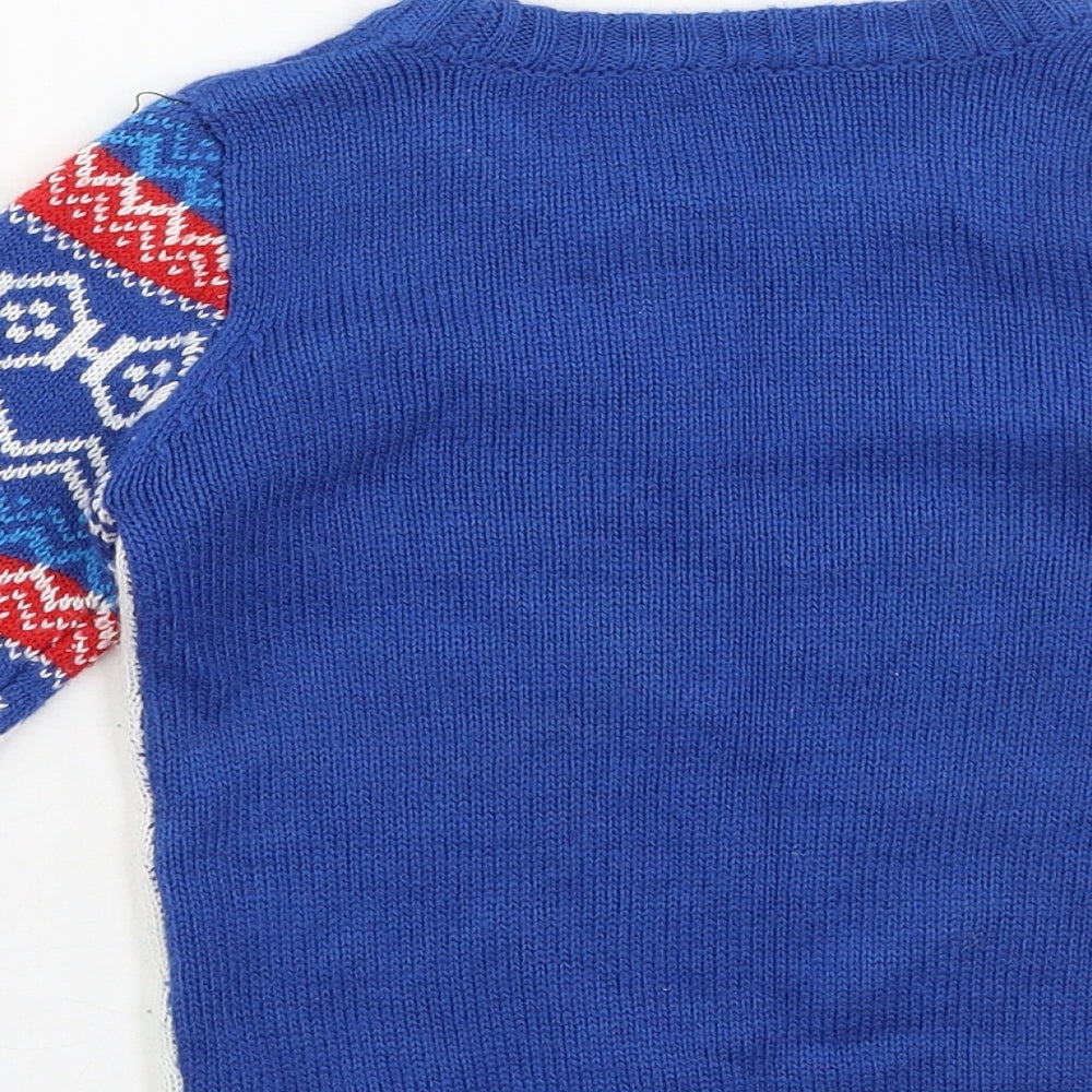 Dunnes Stores Boys Blue Round Neck  Cotton Pullover Jumper Size 5 Years   - Christmas Jumper