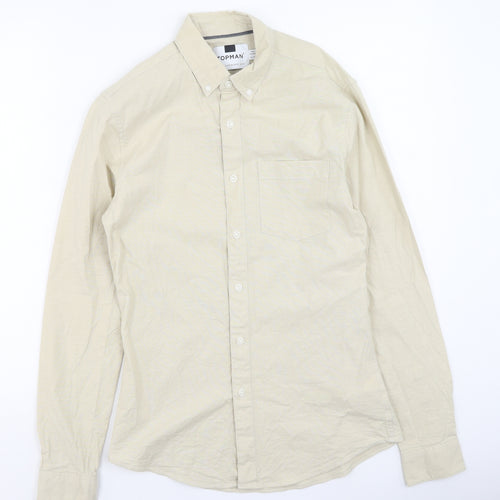 Topman Mens Beige  Cotton  Button-Up Size XS Collared
