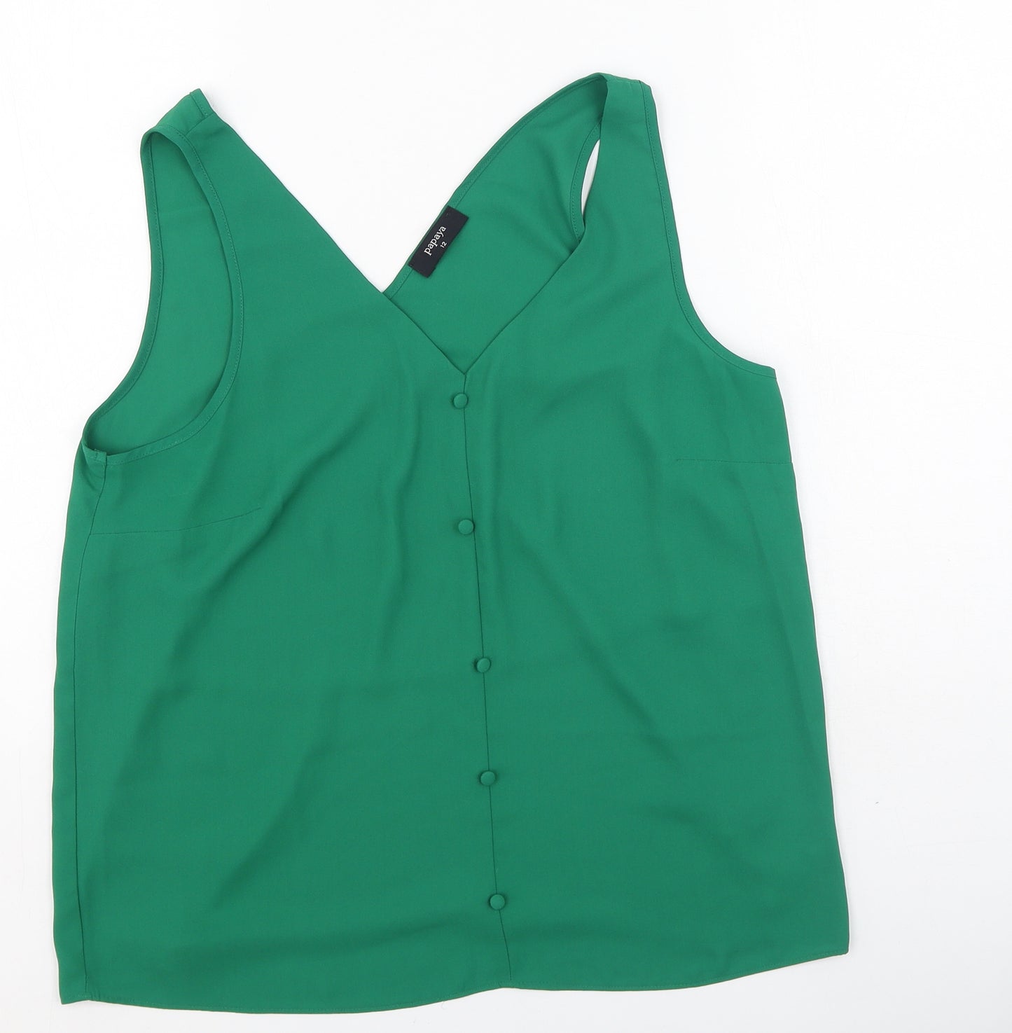 Papaya Womens Green  Polyester Camisole Tank Size 12 Round Neck