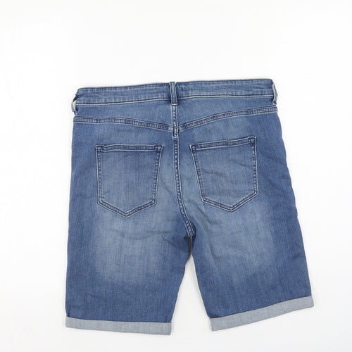 H&M Womens Blue  Cotton Mom Shorts Size 40 L10 in Regular