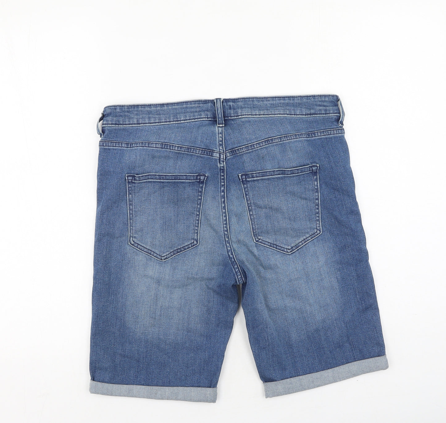 H&M Womens Blue  Cotton Mom Shorts Size 40 L10 in Regular
