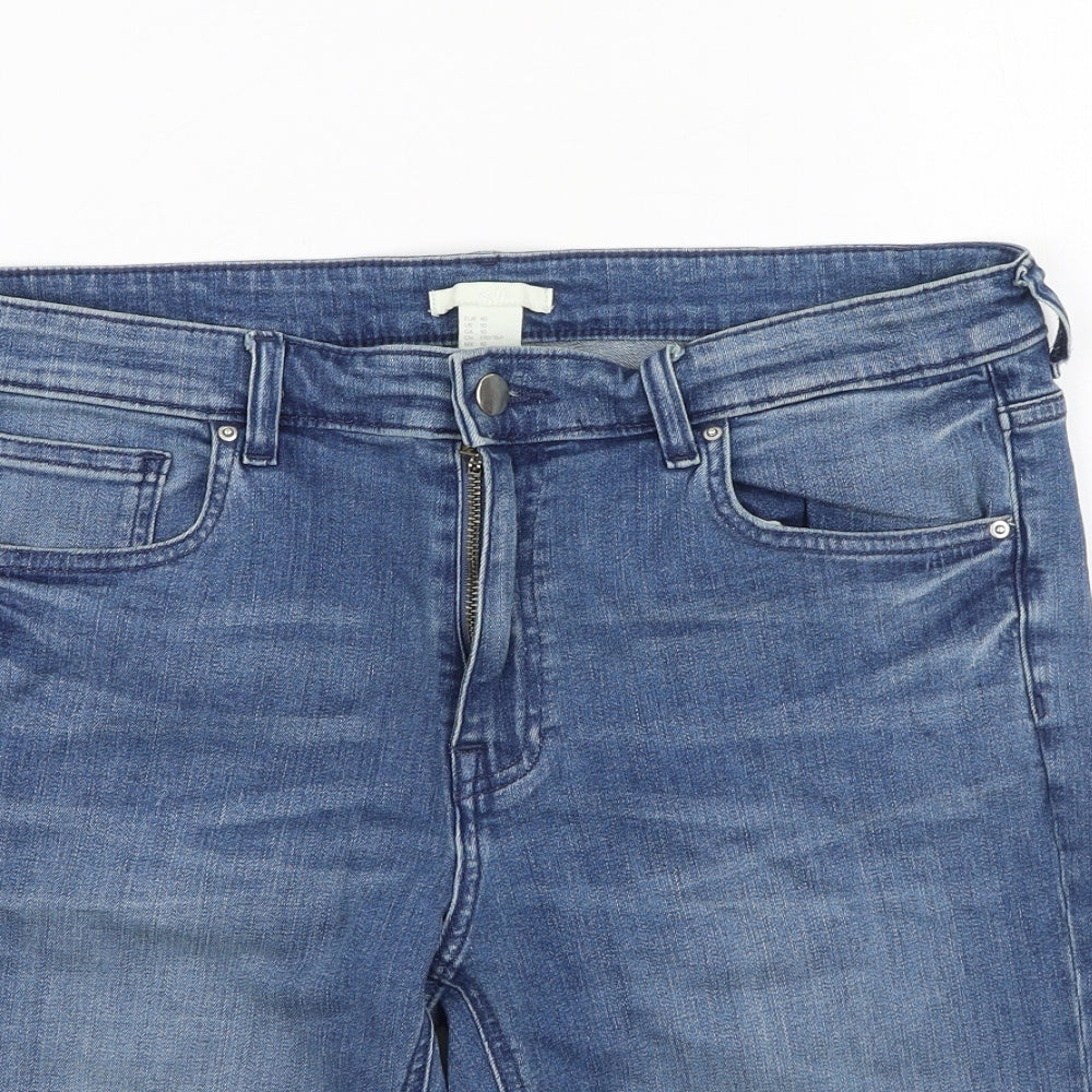 H&M Womens Blue  Cotton Mom Shorts Size 40 L10 in Regular