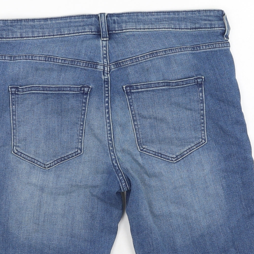 H&M Womens Blue  Cotton Mom Shorts Size 40 L10 in Regular