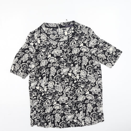 Marks and Spencer Womens Multicoloured Floral Polyester Basic Blouse Size 6 Round Neck
