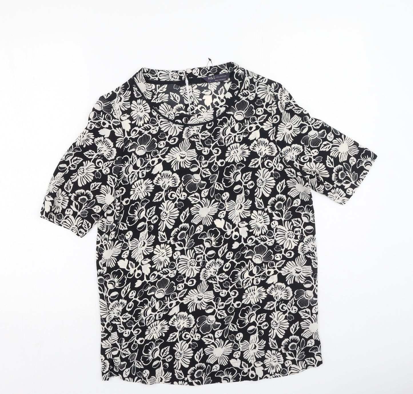 Marks and Spencer Womens Multicoloured Floral Polyester Basic Blouse Size 6 Round Neck