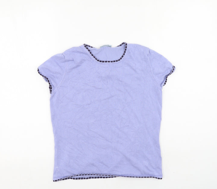 Anne Brooks Womens Purple  Viscose Basic T-Shirt Size 12 Round Neck