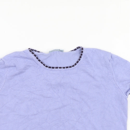 Anne Brooks Womens Purple  Viscose Basic T-Shirt Size 12 Round Neck