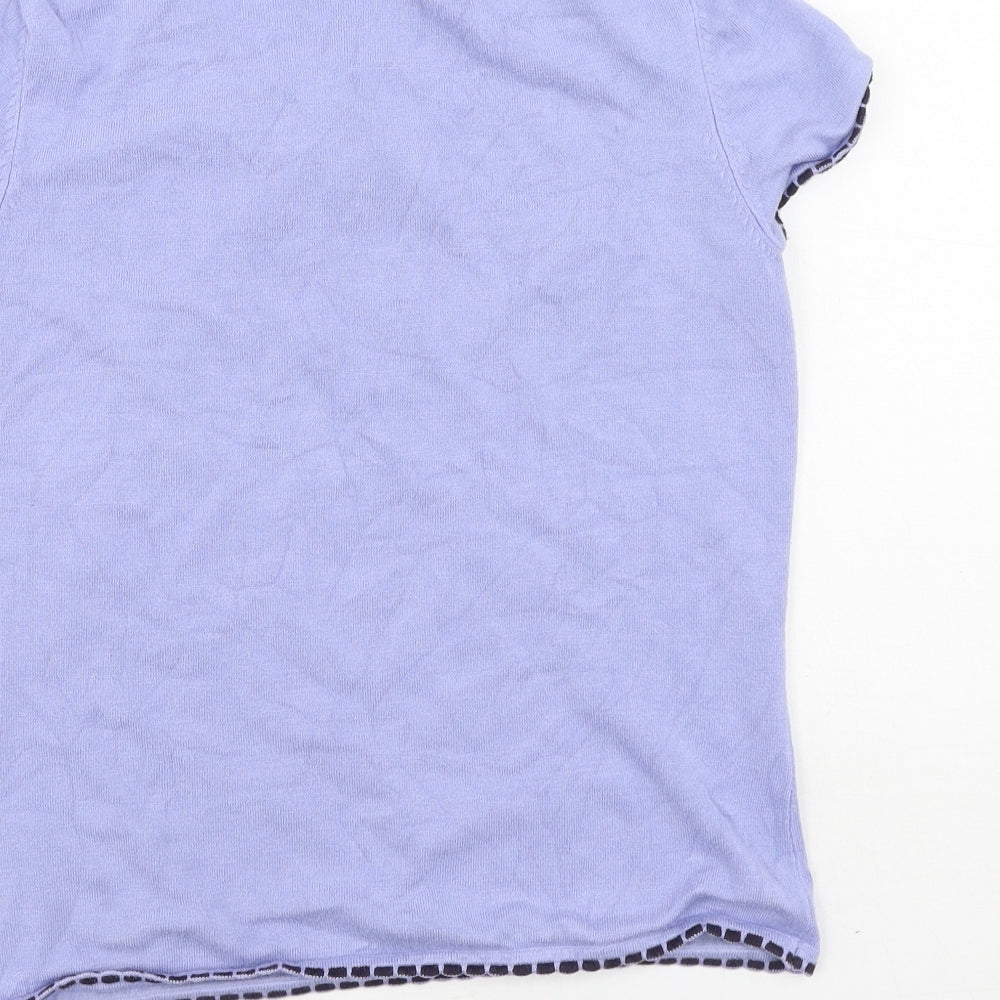 Anne Brooks Womens Purple  Viscose Basic T-Shirt Size 12 Round Neck