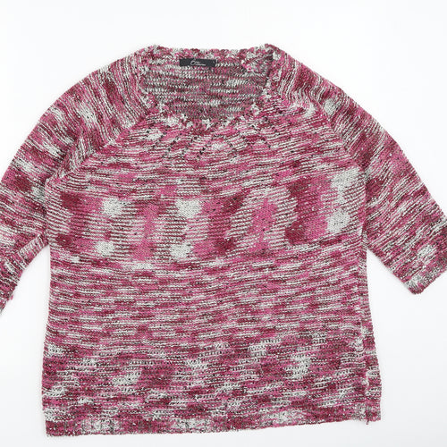 BM Womens Pink Round Neck  Acrylic Pullover Jumper Size L