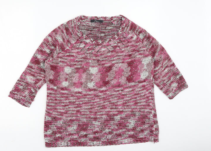 BM Womens Pink Round Neck Acrylic Pullover Jumper Size L