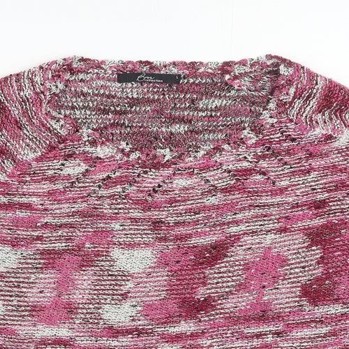 BM Womens Pink Round Neck  Acrylic Pullover Jumper Size L
