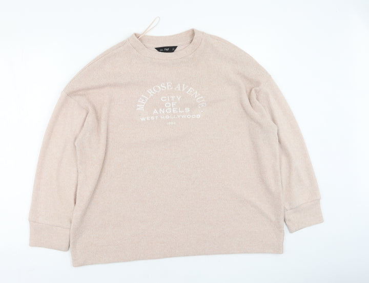F&F Womens Ivory Round Neck  Polyester Pullover Jumper Size S